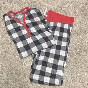 Little Sleepies Black and White Checkered Pajamas with Red Trim
